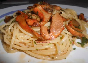 Spaghetti con Funghi Gallinacci